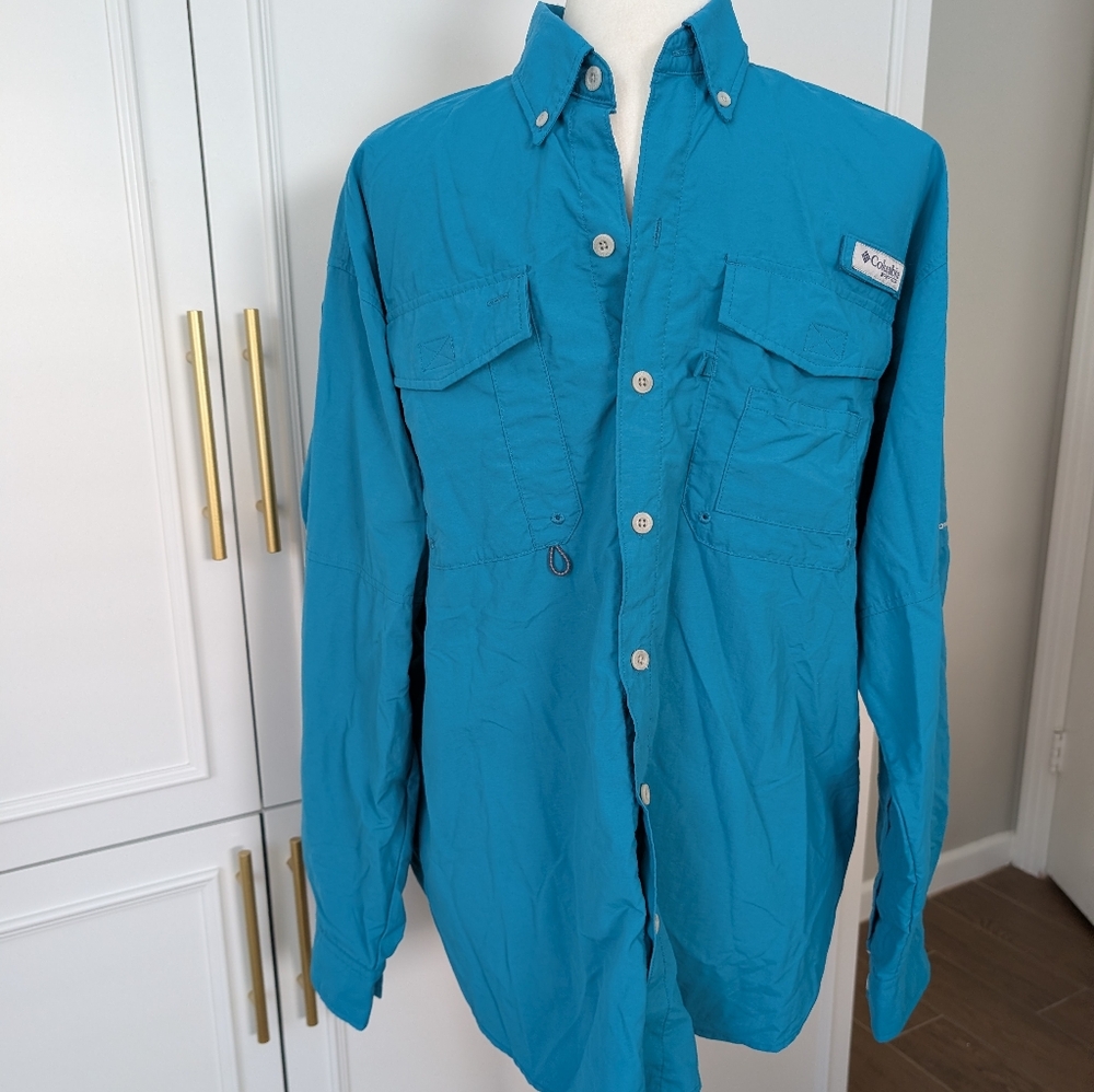 Columbia Men's Blue Fishing PFG Vented Shirt Size Small Jacket - Picture 2 of 10